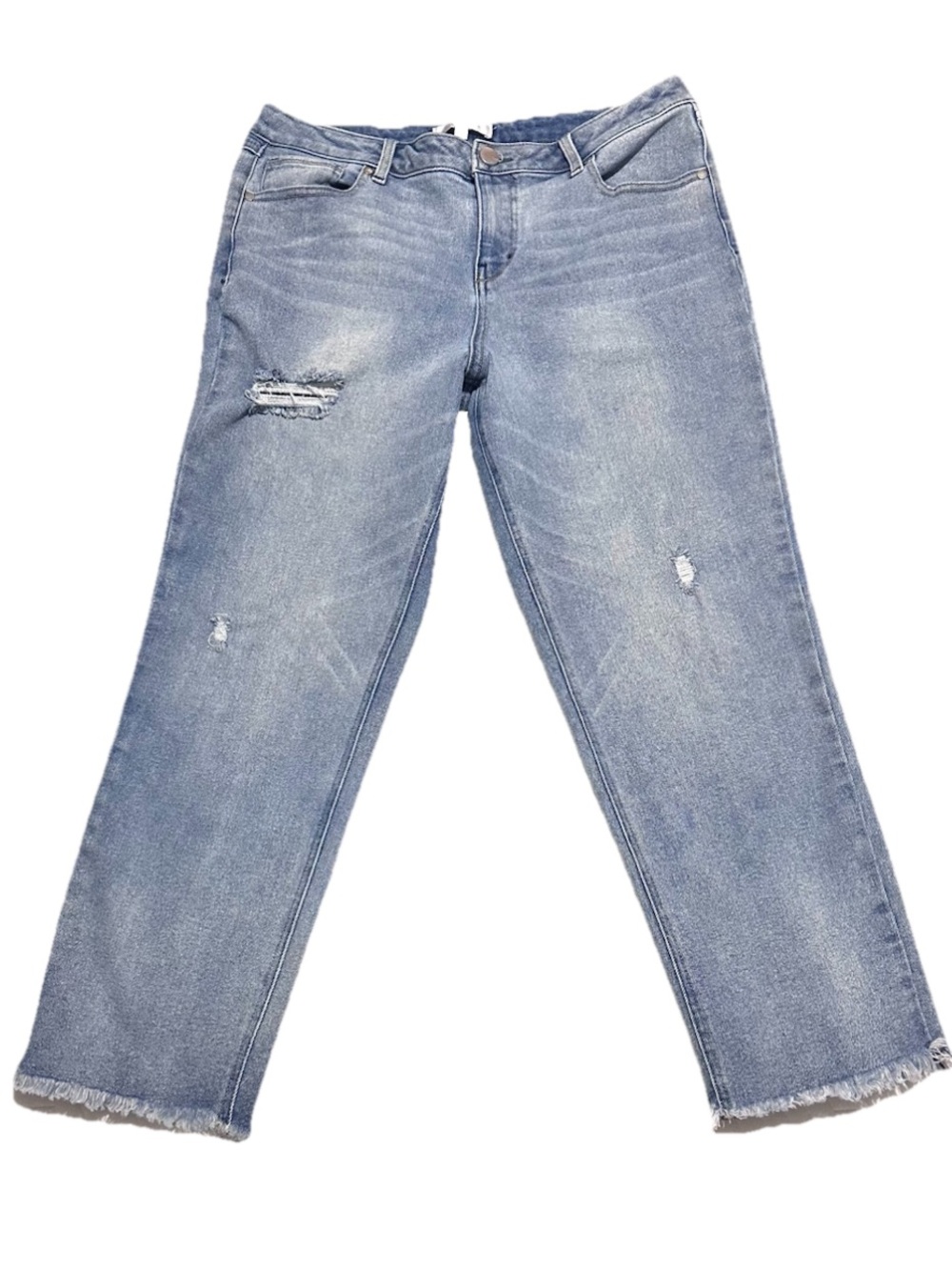 1822 Denim Raw Crop Wide Leg Distressed Jeans